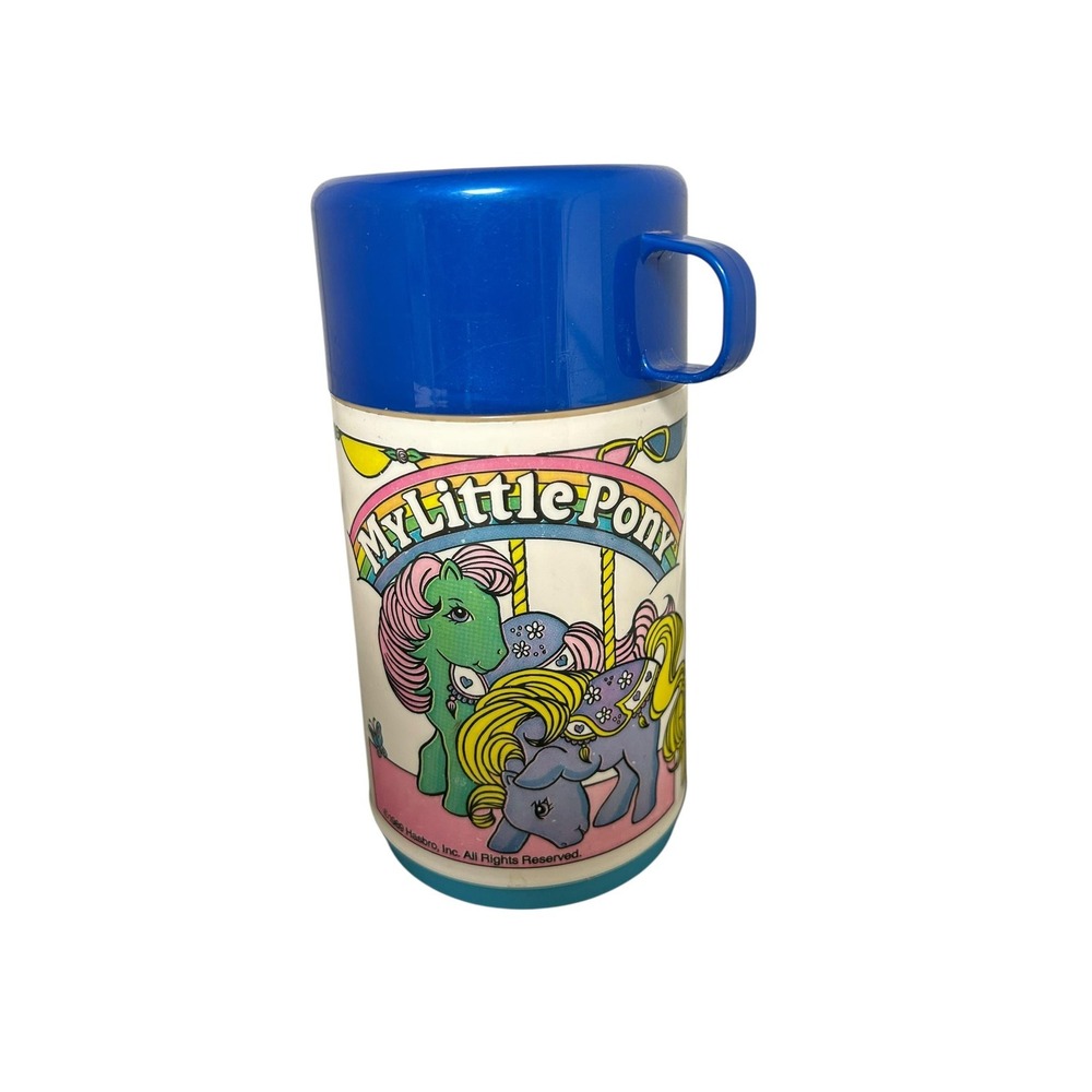 Vintage 1989 My Little Pony Thermos by Aladdin - G1 MLP Carousel Ponies